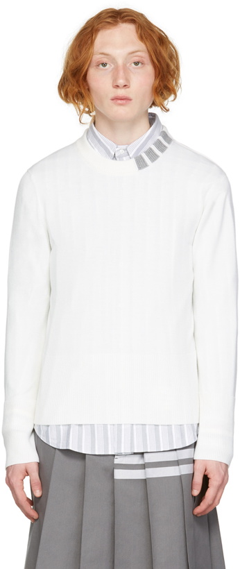 Photo: Thom Browne Off-White 4-Bar Sweater
