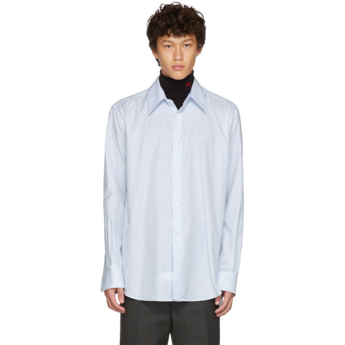 Photo: Raf Simons White and Blue Plastic Yoke Shirt