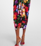 Dolce&Gabbana Draped floral silk-blend midi skirt