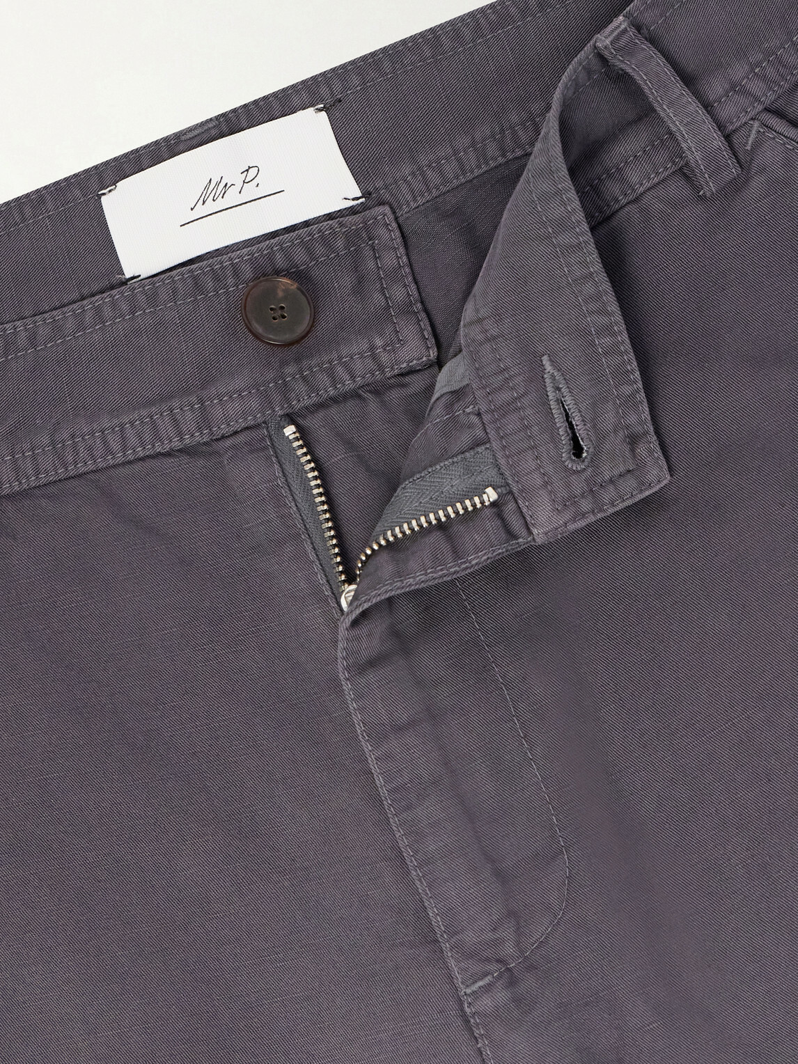 Mr P. - Straight-Leg Cotton and Linen-Blend Trousers - Gray