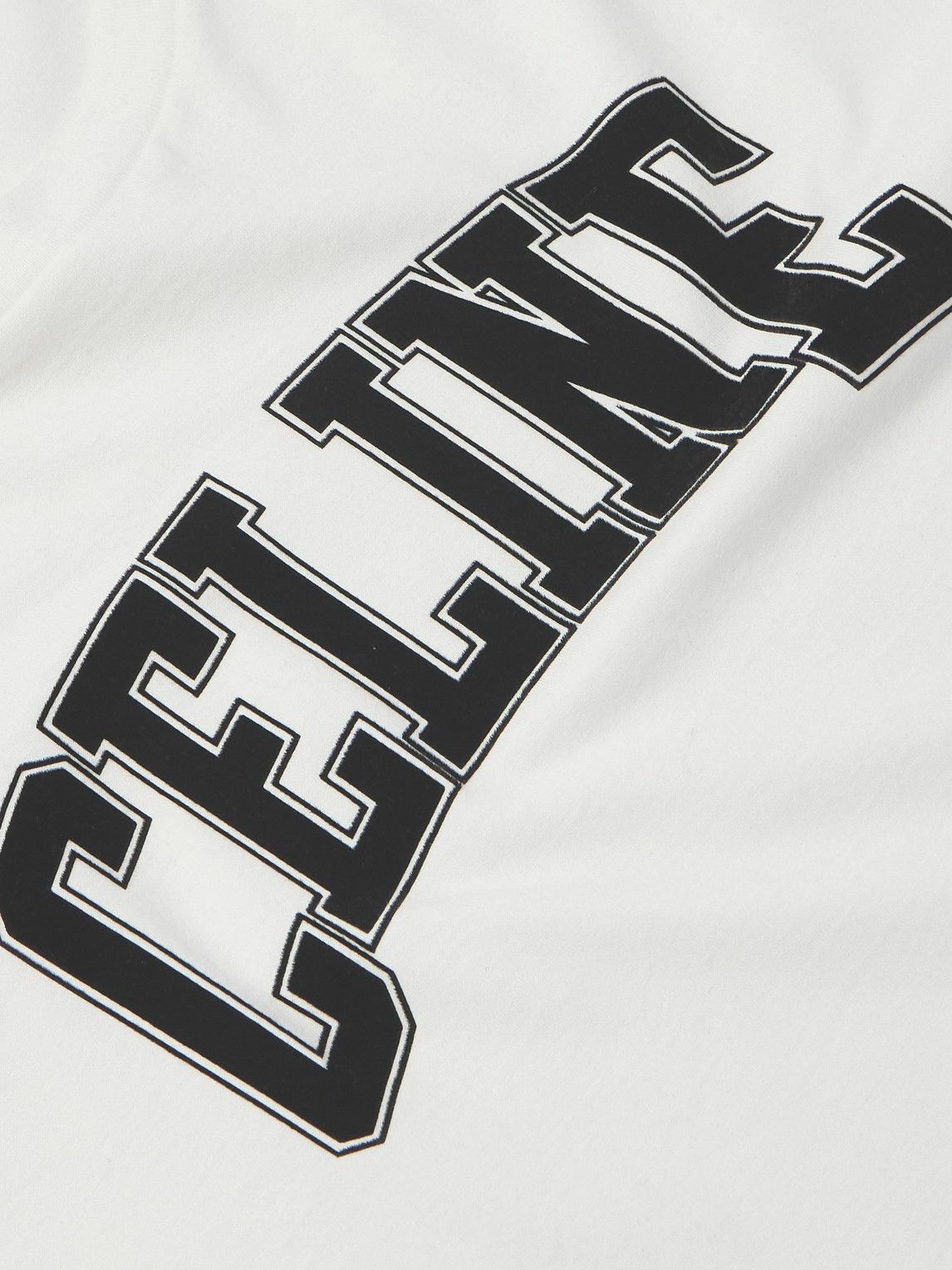 CELINE - Logo-Flocked Cotton-Jersey T-Shirt - Neutrals