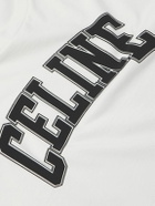 CELINE - Logo-Flocked Cotton-Jersey T-Shirt - Neutrals
