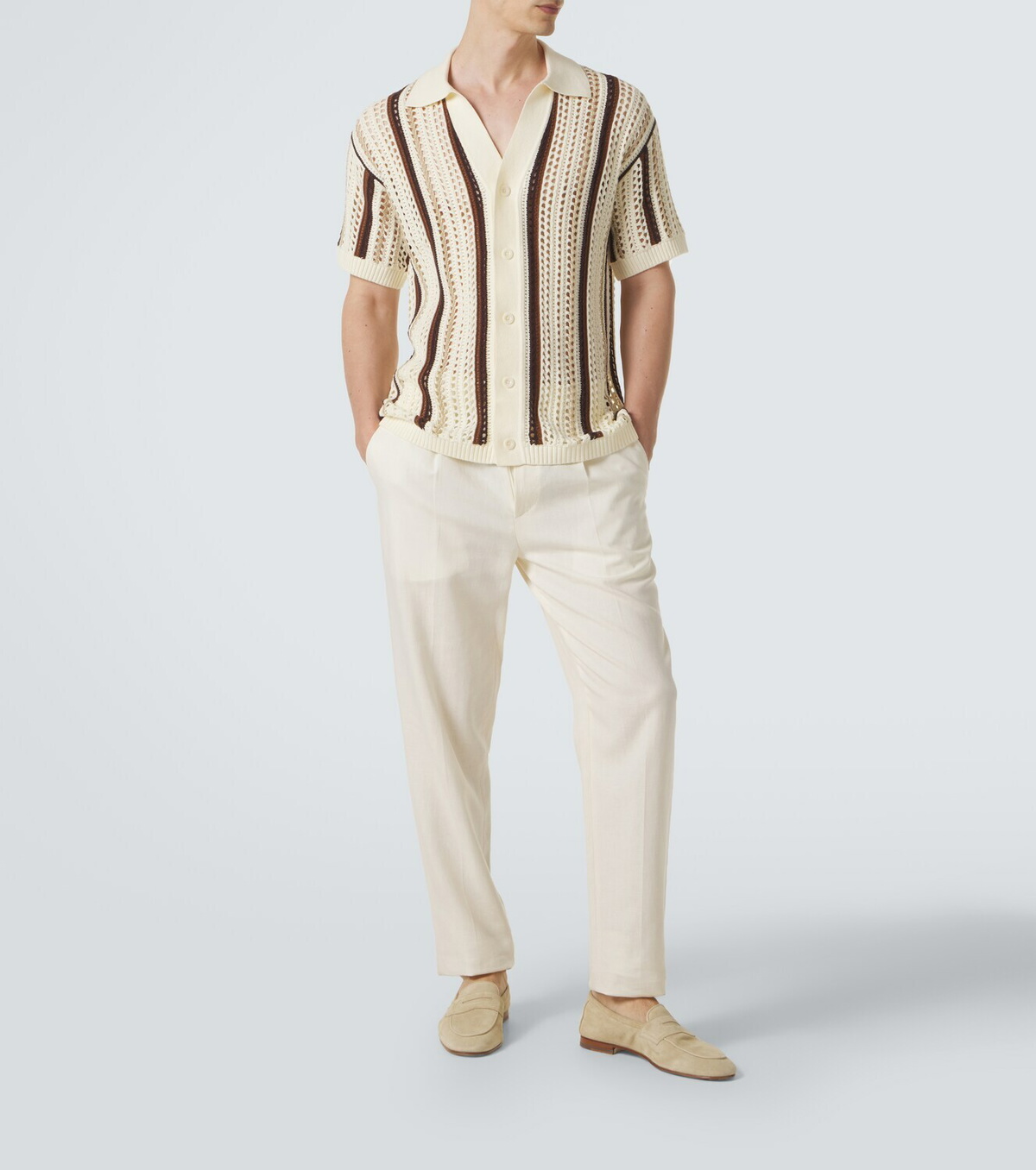 Frescobol Carioca Pinto crochet striped cotton shirt