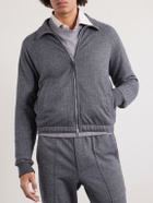 TOM FORD - Herringbone Cotton, Wool and Silk-Blend Jacket - Black
