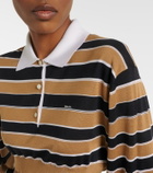 Prada Striped cropped silk polo shirt