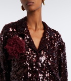 Erdem Floral-appliqué sequined shirt