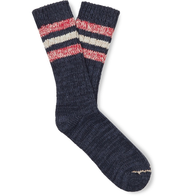 Photo: Thunders Love - Outsiders Striped Ribbed Recycled Cotton-Blend Socks - Blue