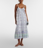 Juliet Dunn Embellished floral cotton midi dress