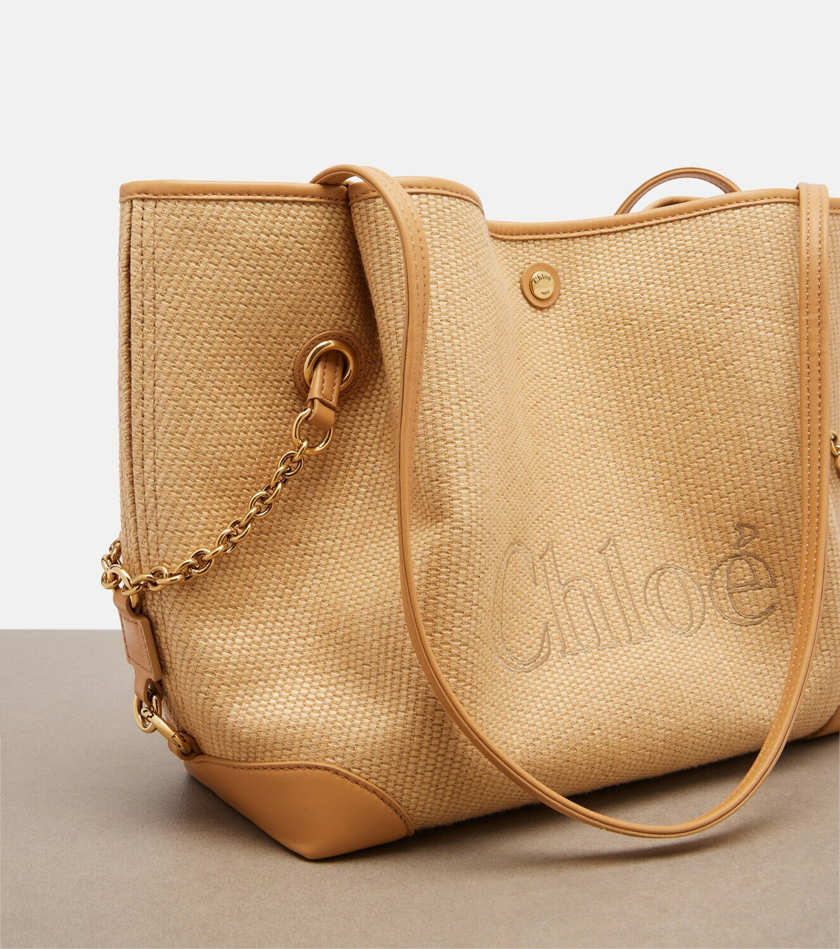 Chloé Medium leather-trimmed canvas tote bag