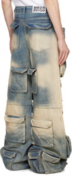 Who Decides War Blue Rave Denim Cargo Pants