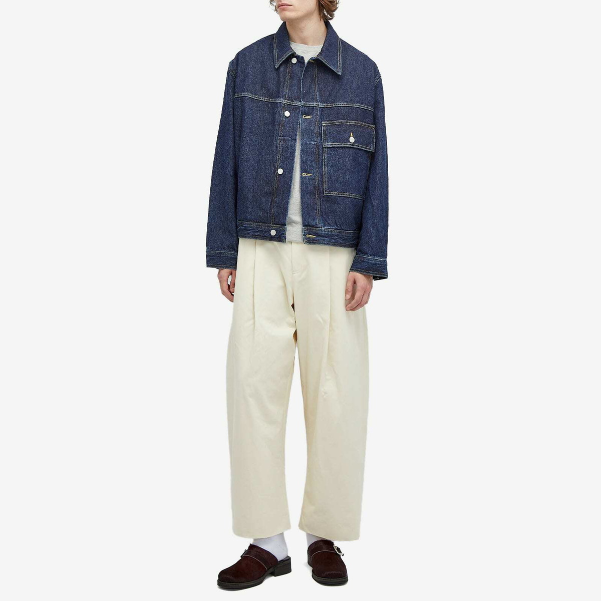 Studio Nicholson Men's Petar Denim Jacket in Blue Black