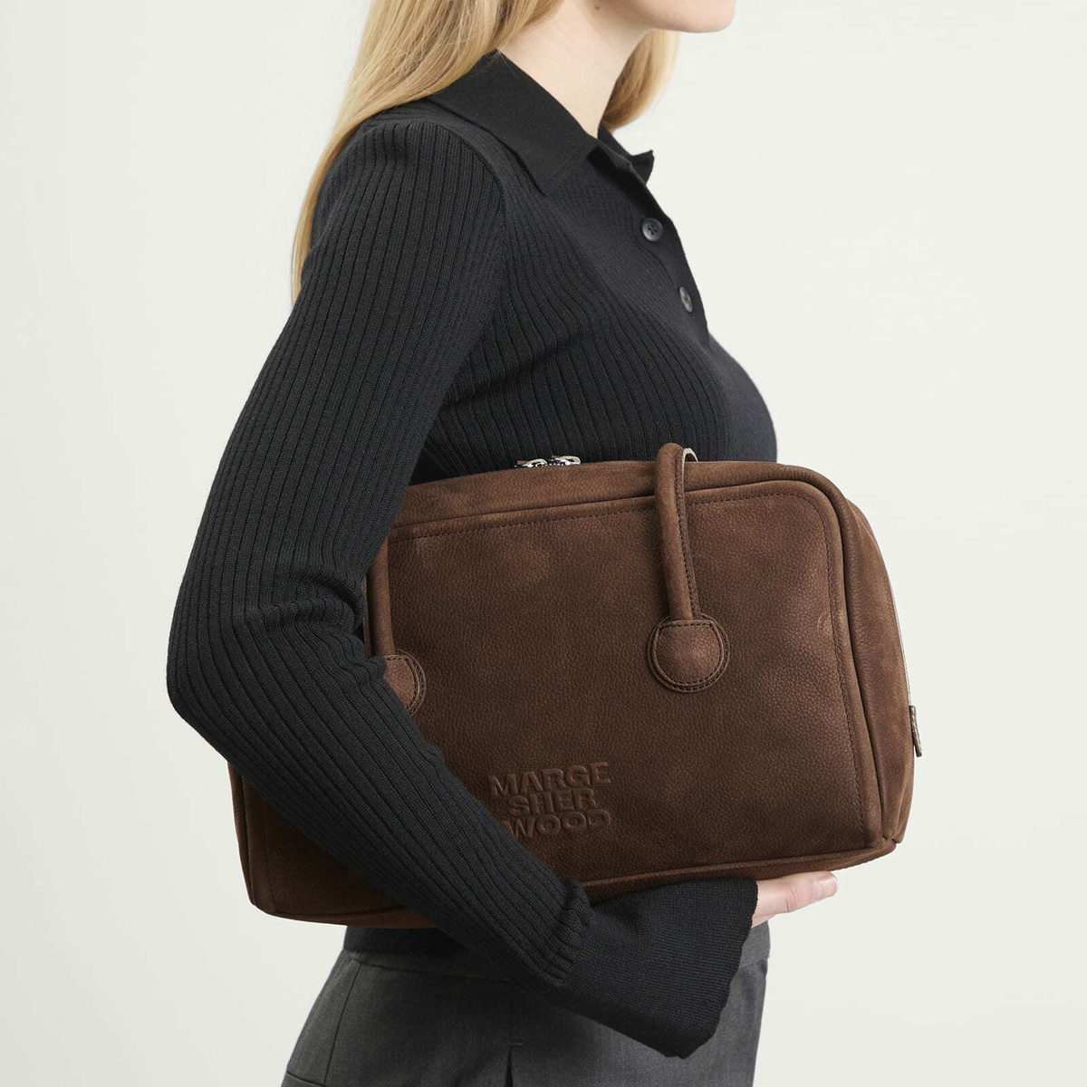 MARGESHERWOOD Women's Soft Boston Bag in Hush Nubuck 