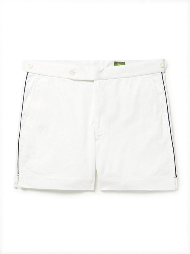 Photo: SID MASHBURN - Slim-Fit Garment-Dyed Stretch-Cotton Twill Shorts - White
