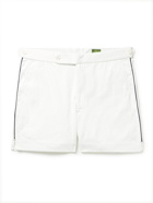SID MASHBURN - Slim-Fit Garment-Dyed Stretch-Cotton Twill Shorts - White
