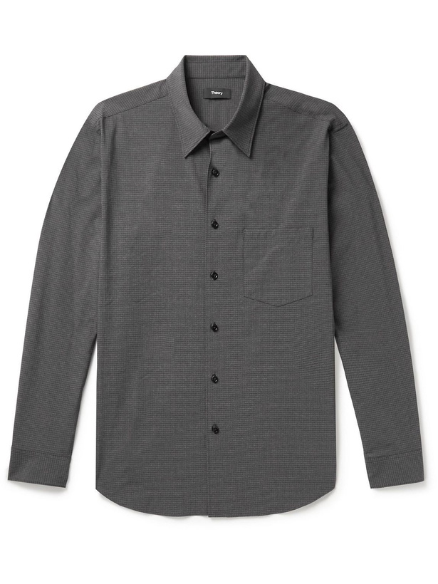 Photo: Theory - Noll Checked Stretch Nylon-Blend Shirt - Gray