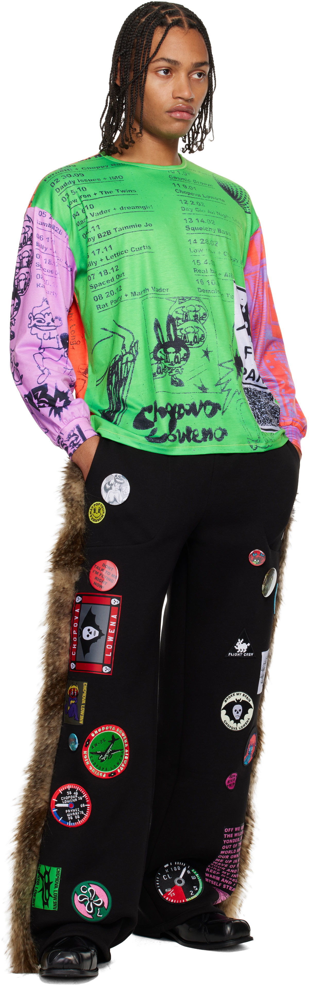 Chopova Lowena Black Faux-Fur Sweatpants Chopova Lowena