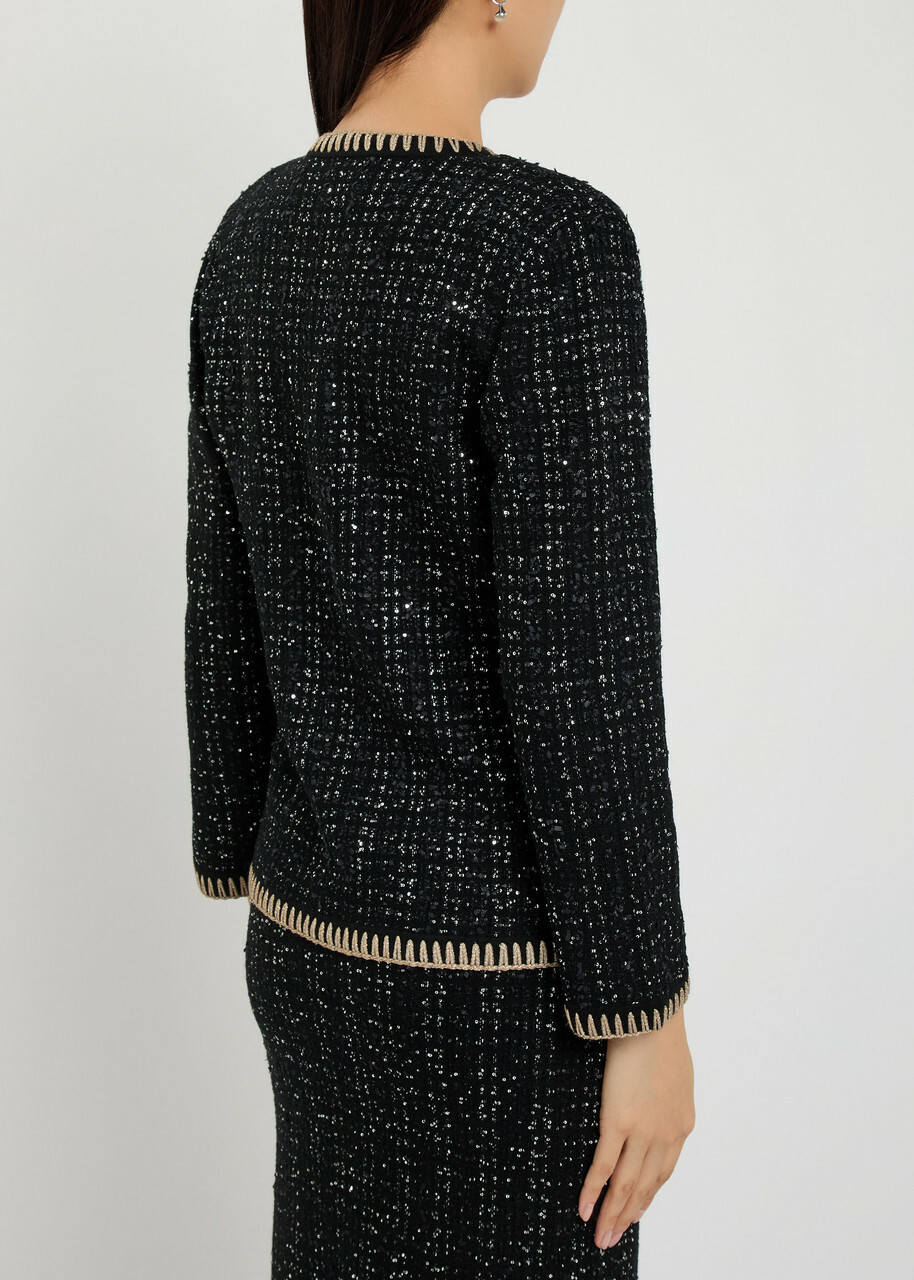 Veronica Beard Cerani Sequin-embellished Knit Jacket Black