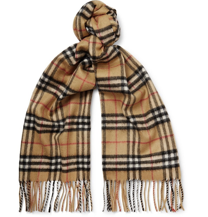 Photo: Burberry - Fringed Checked Cashmere Scarf - Men - Tan
