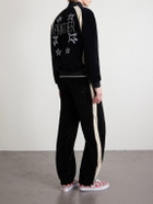 Valentino Garavani - Striped Cotton-Blend Velvet Sweatpants - Black