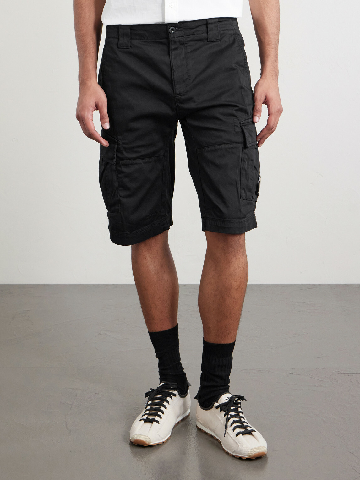 C.P. Company - Straight-Leg Cotton-Blend Cargo Shorts - Black