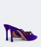 Amina Muaddi Mini Camelia embellished satin mules