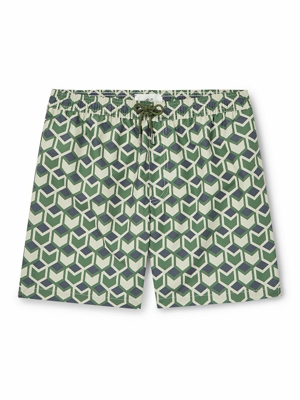 Photo: Mr P. - Straight-Leg Mid-Length Printed Swim Shorts - Green