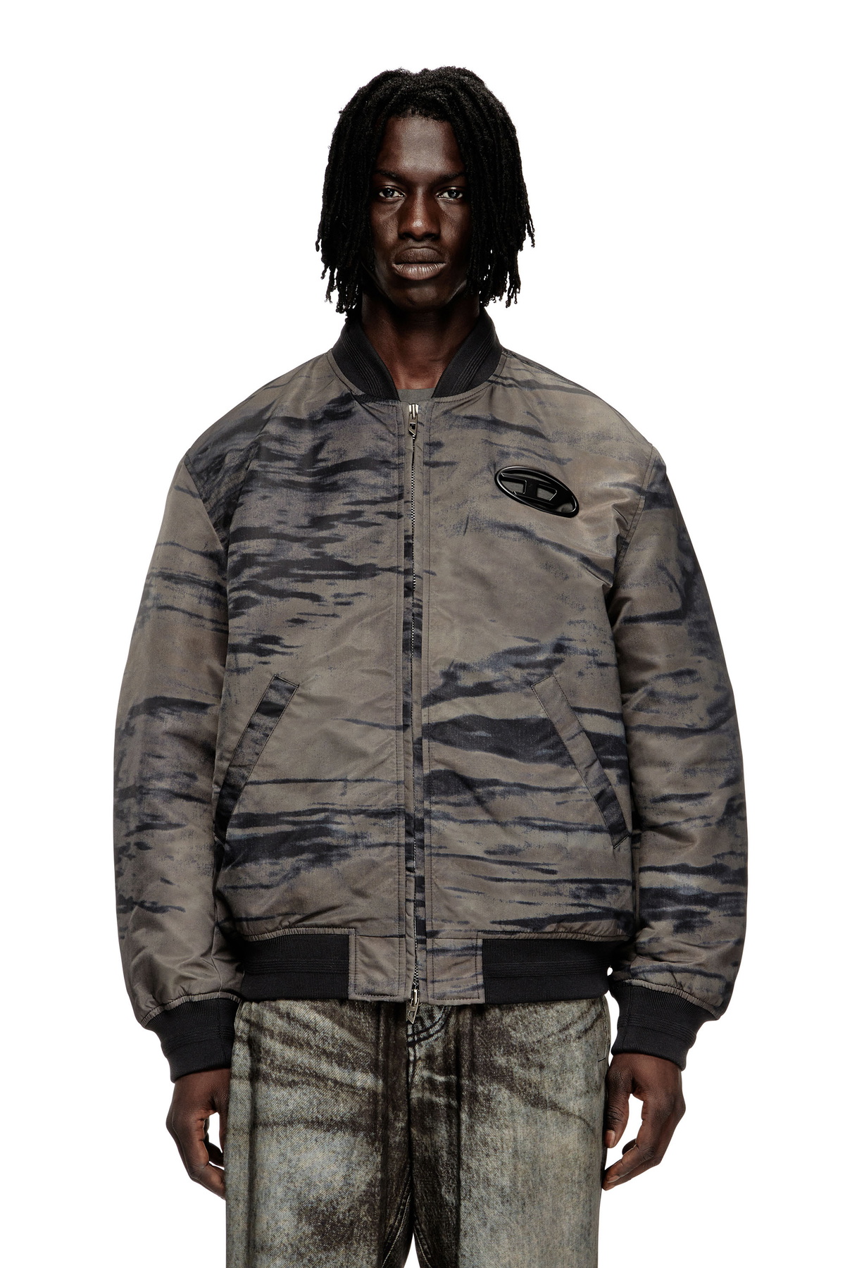DIESEL L-Franz ボンバージャケット NWT! Diesel L-Franz Leather Wool Bomber Varsity Color Block