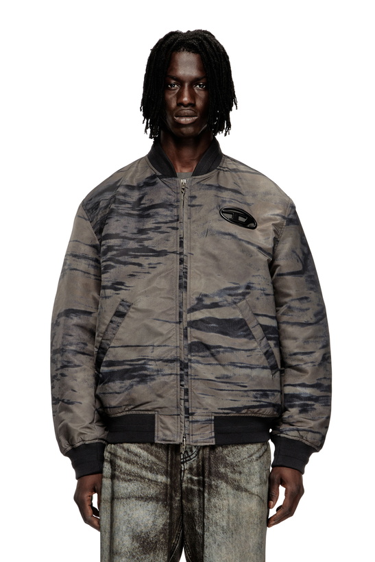 Photo: Diesel Padded bomber jacket in printed satin - Jackets Mens in To Be Defined