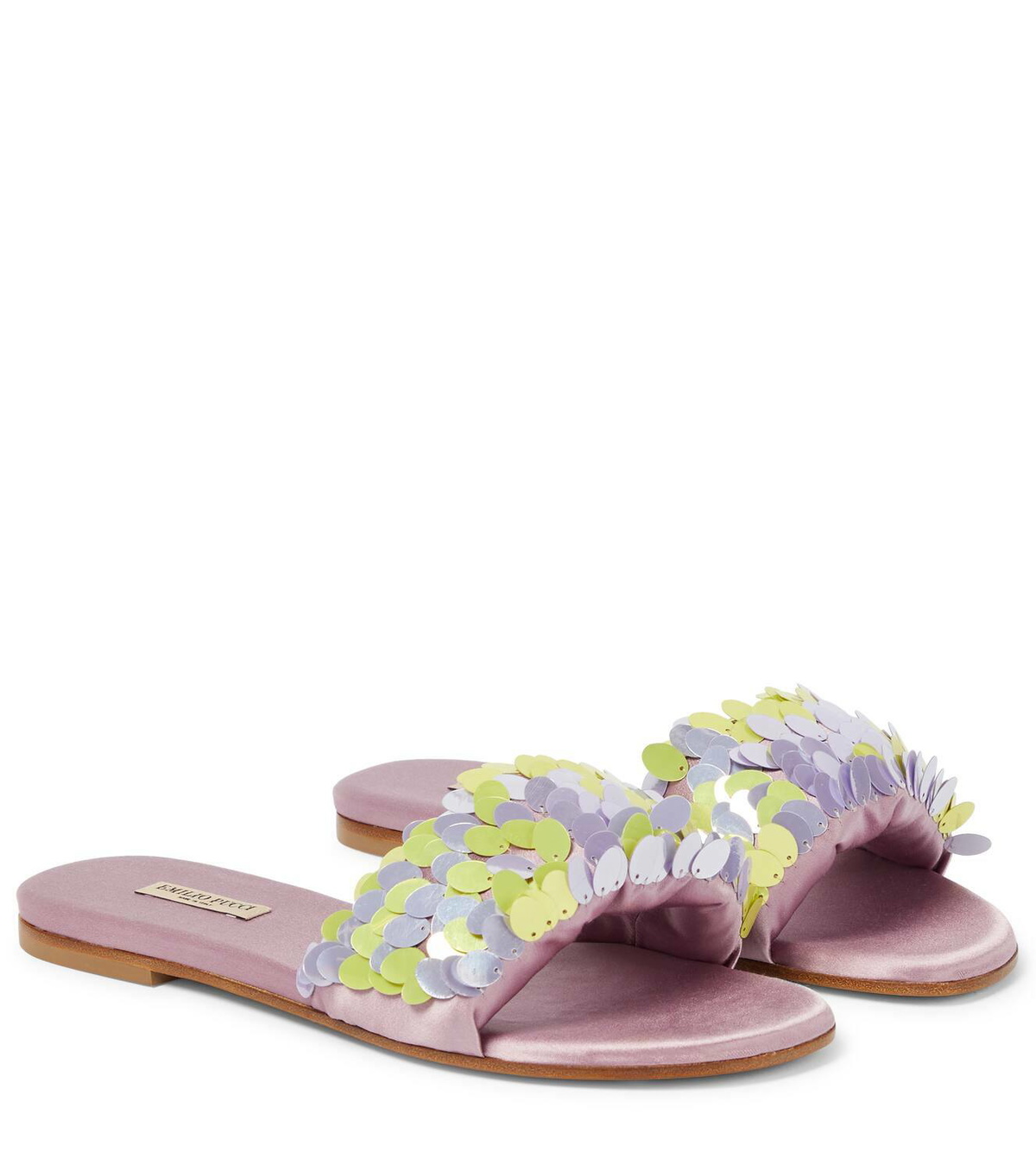 Pucci Sequin-embellished satin slides