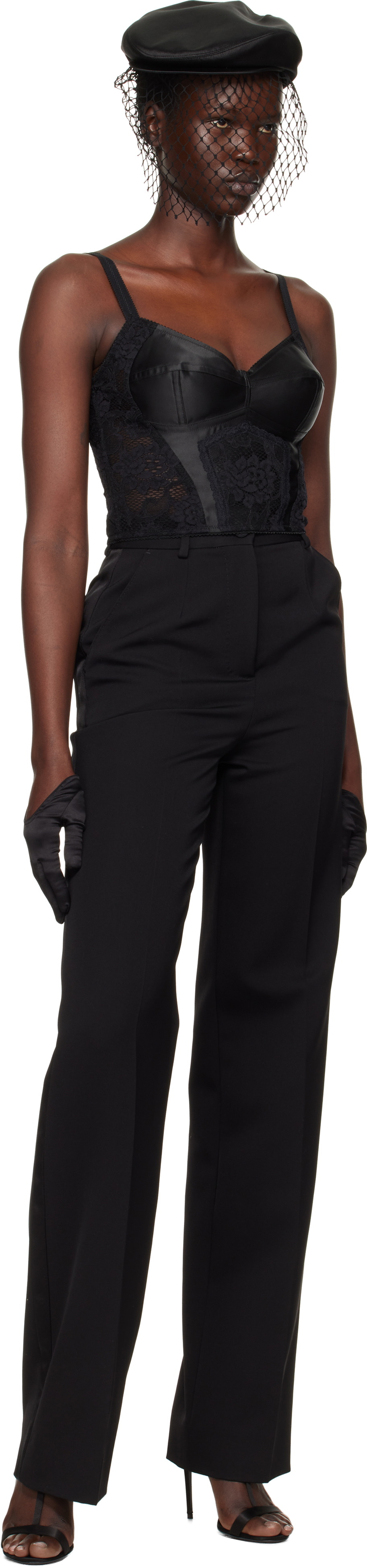 Dolce&Gabbana Black Short Silk Satin Gloves