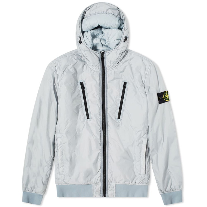 Photo: Stone Island Men's Crinkle Reps Pocket Detail Down Jacket in Light Grey