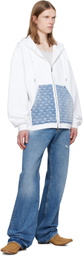 Dsquared2 White Denim Mix Relax Zipped Fit Hoodie