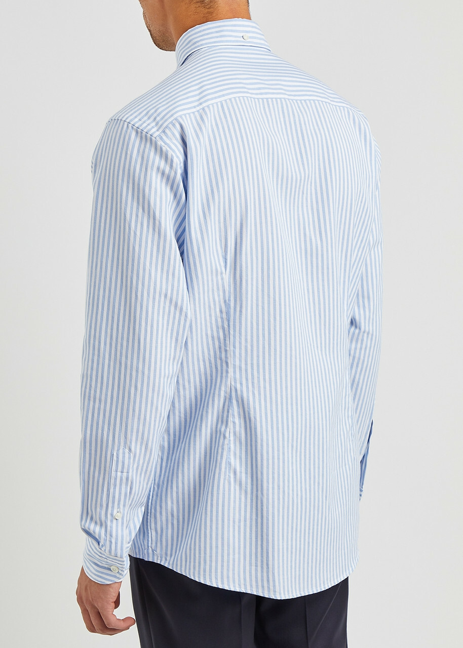Eton Blue Striped Cotton Oxford Shirt