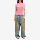 Acne Studios Women's Face Knitted T-Shirt in Tango Pink