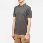 Fred Perry Men's Twin Tipped Polo Shirt in Gunmetal/Coral Heat/Black