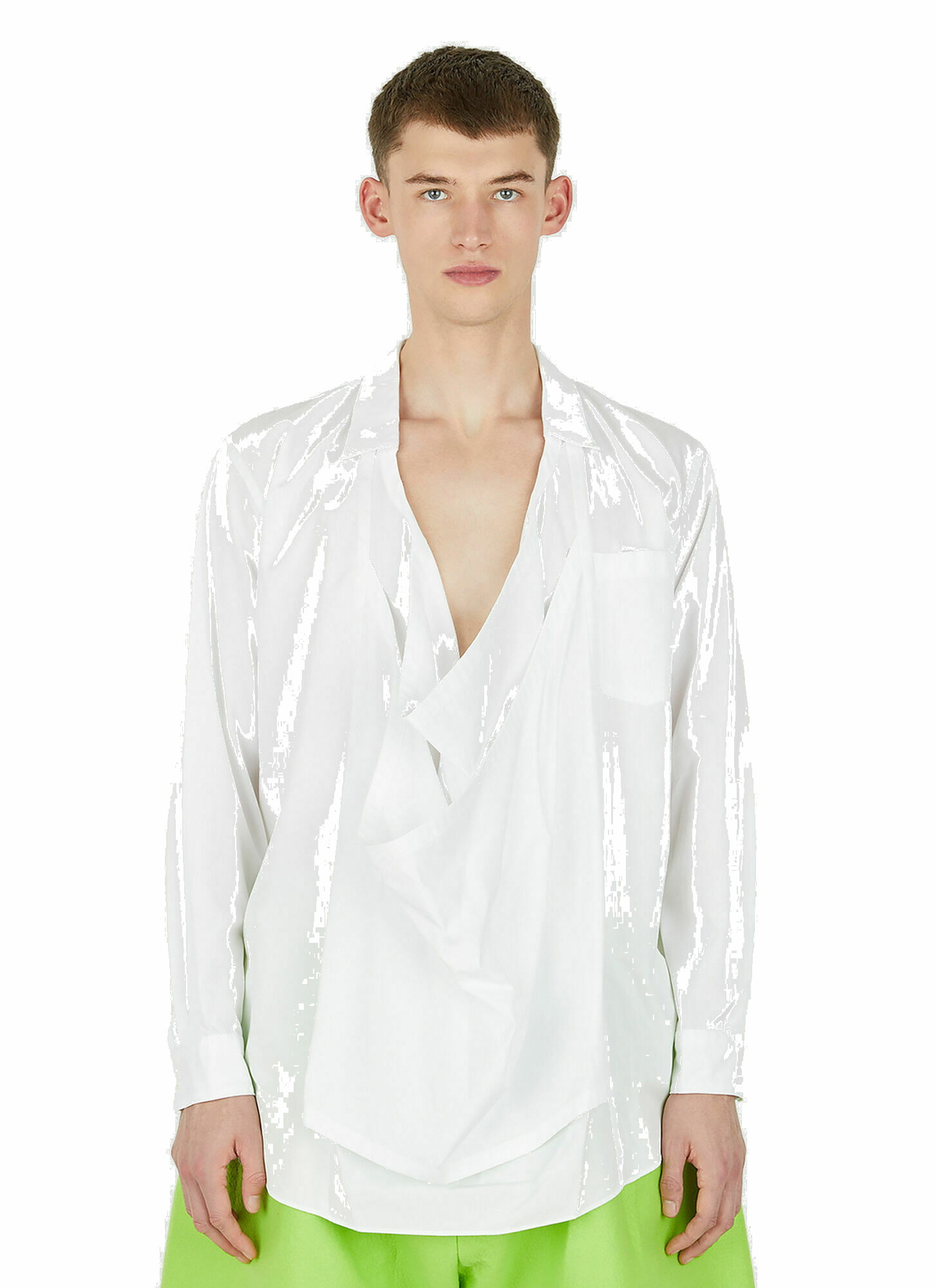 Draped Shirt in White Comme des Garcons Homme Plus