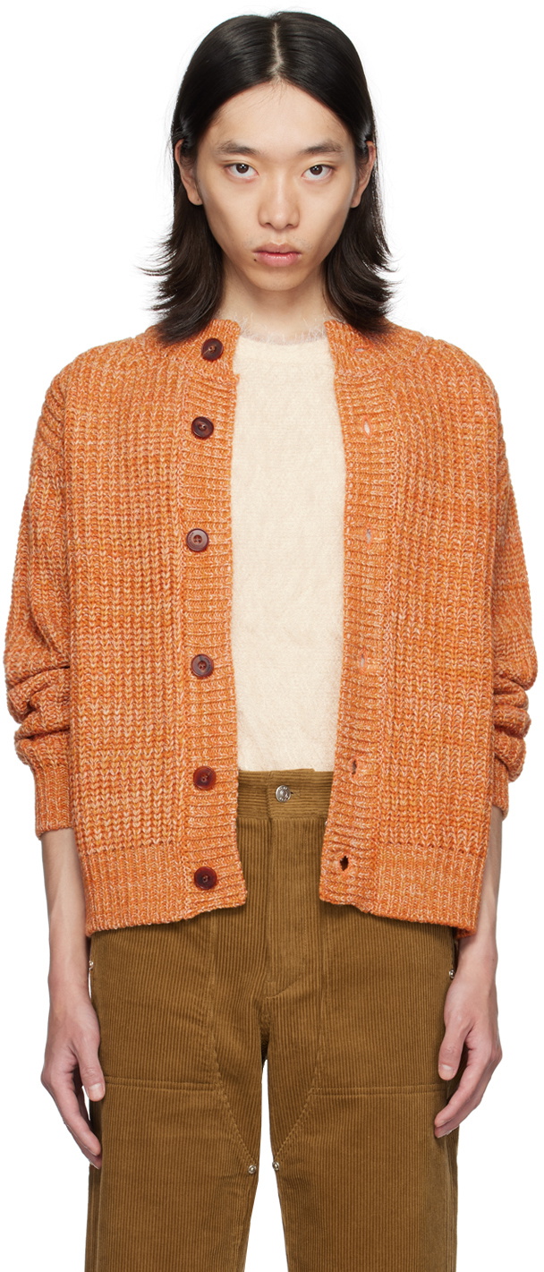 AFTER PRAY Orange Intarsia Cardigan