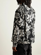 Sacai - Pleated Floral-Print Voile Blouson Jacket - Black