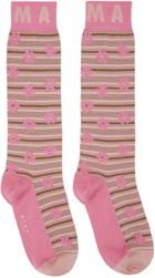 Marni Pink Flower Jacquard Socks