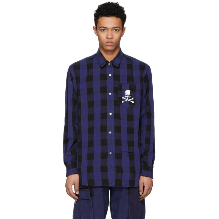 Photo: mastermind WORLD Reversible Blue and Black Check Shirt