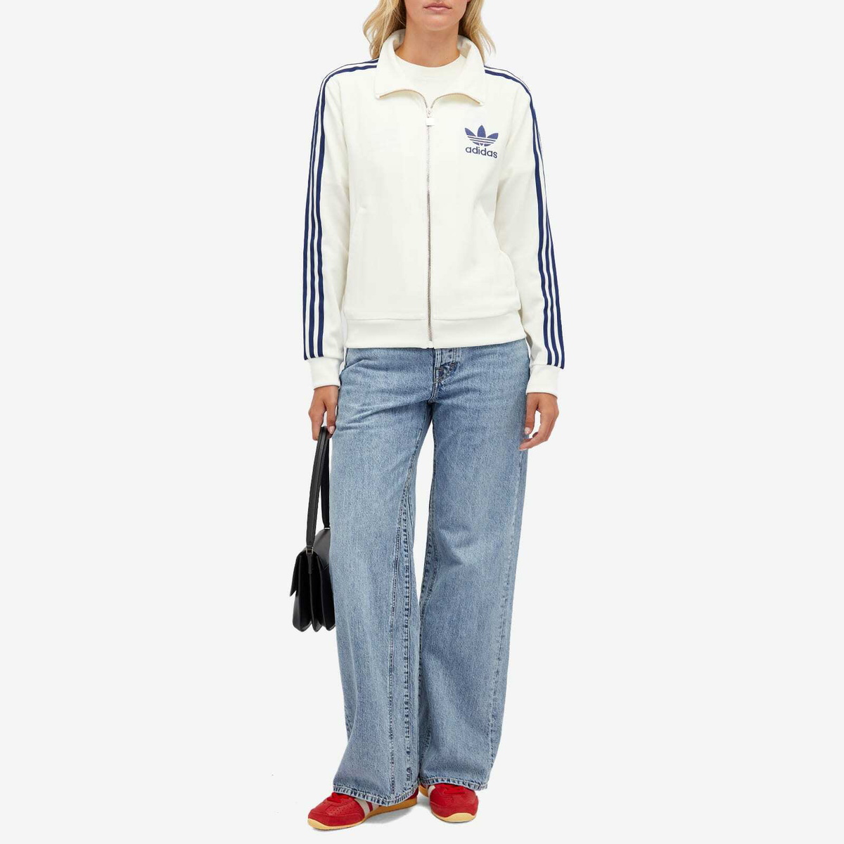 Adidas Women's Beckenbauer Crepe Track Top in Off White Dark