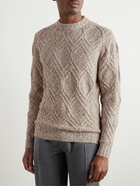 Loro Piana - Mélange Cable-Knit Wool and Cashmere-Blend Sweater - Neutrals