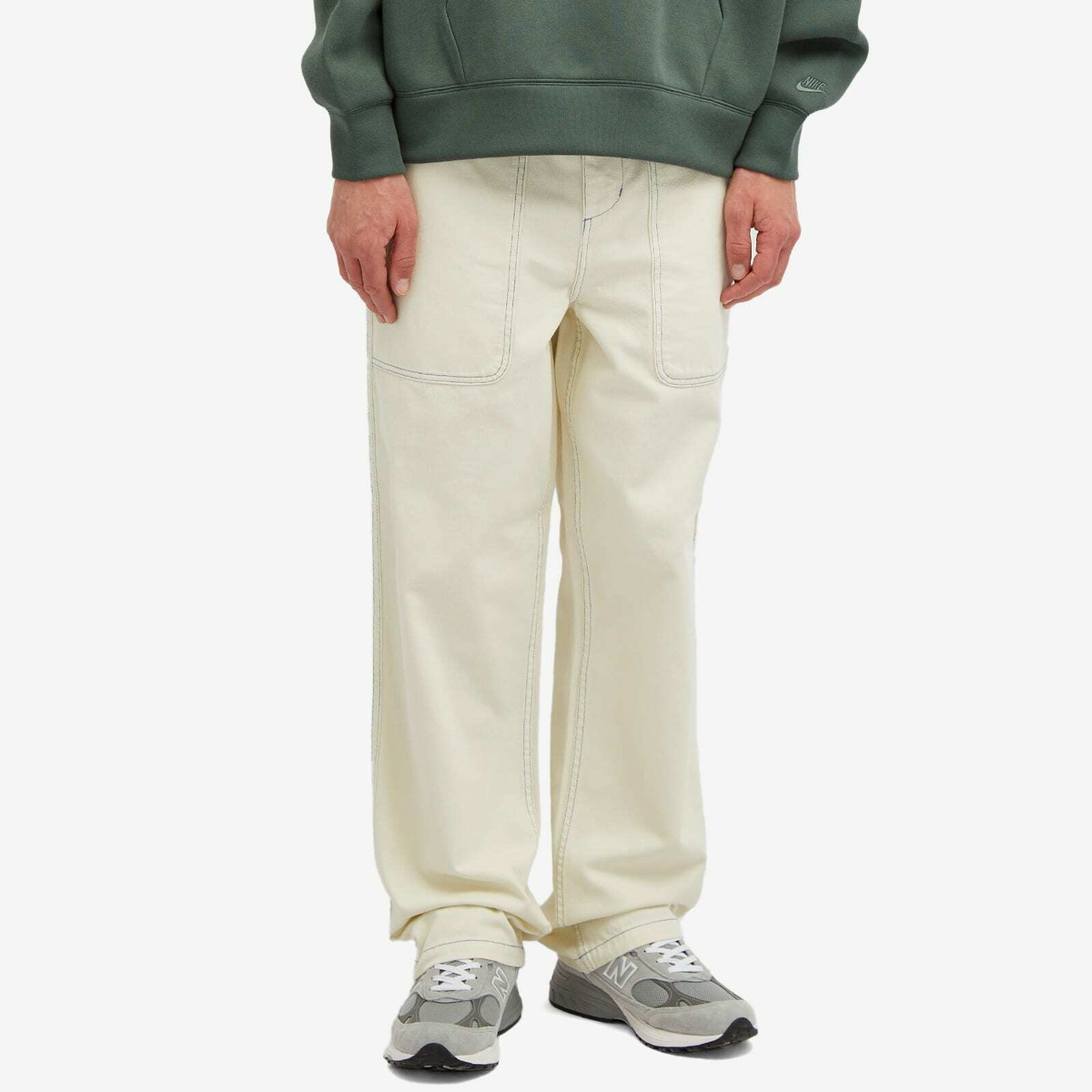 Palmes Men's Broom Trousers in Off-White/Teal