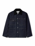Jil Sander - Oversized Wool Felt-Trimmed Denim Jacket - Blue