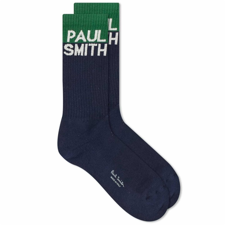 Photo: Paul Smith Men's PS Chidi Logo Socks in Blue 