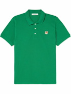 Maison Kitsuné - Logo-Appliquéd Cotton-Piqué Polo Shirt - Green