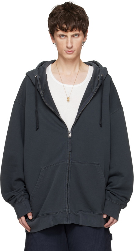 Photo: Maison Margiela Gray Embroidered Logo Hoodie