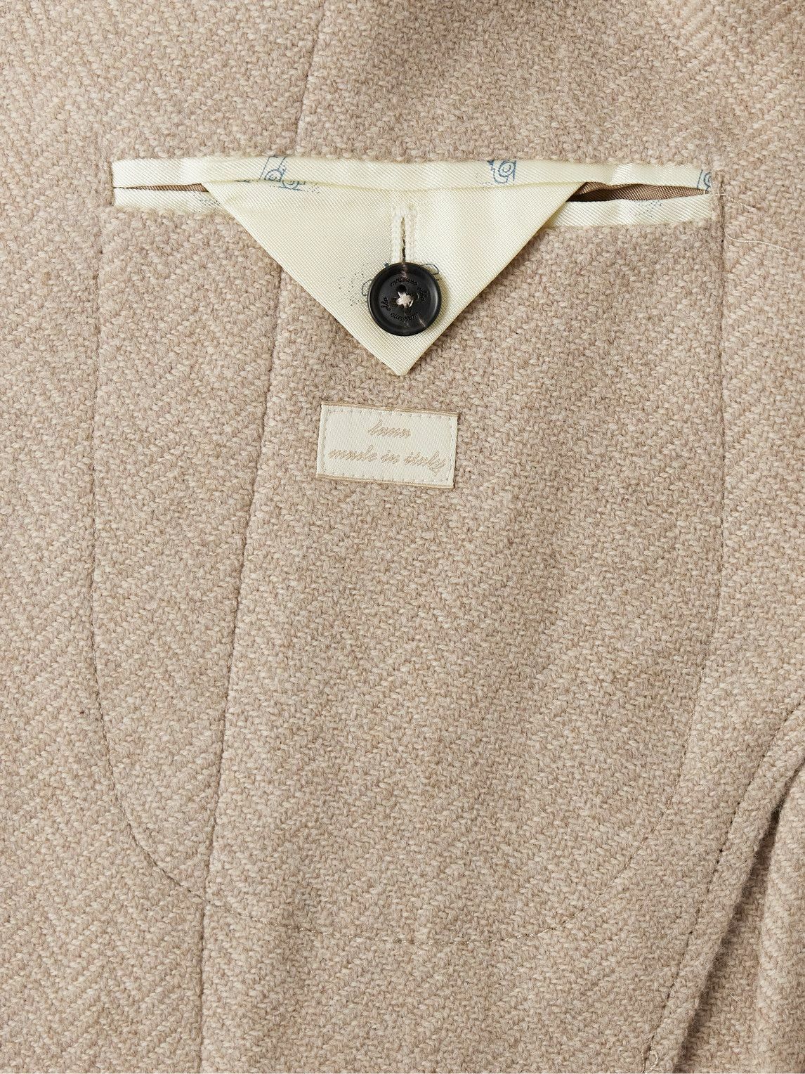Massimo Alba Gstaad Slim Fit Nehru Collar Herringbone Wool Jacket 