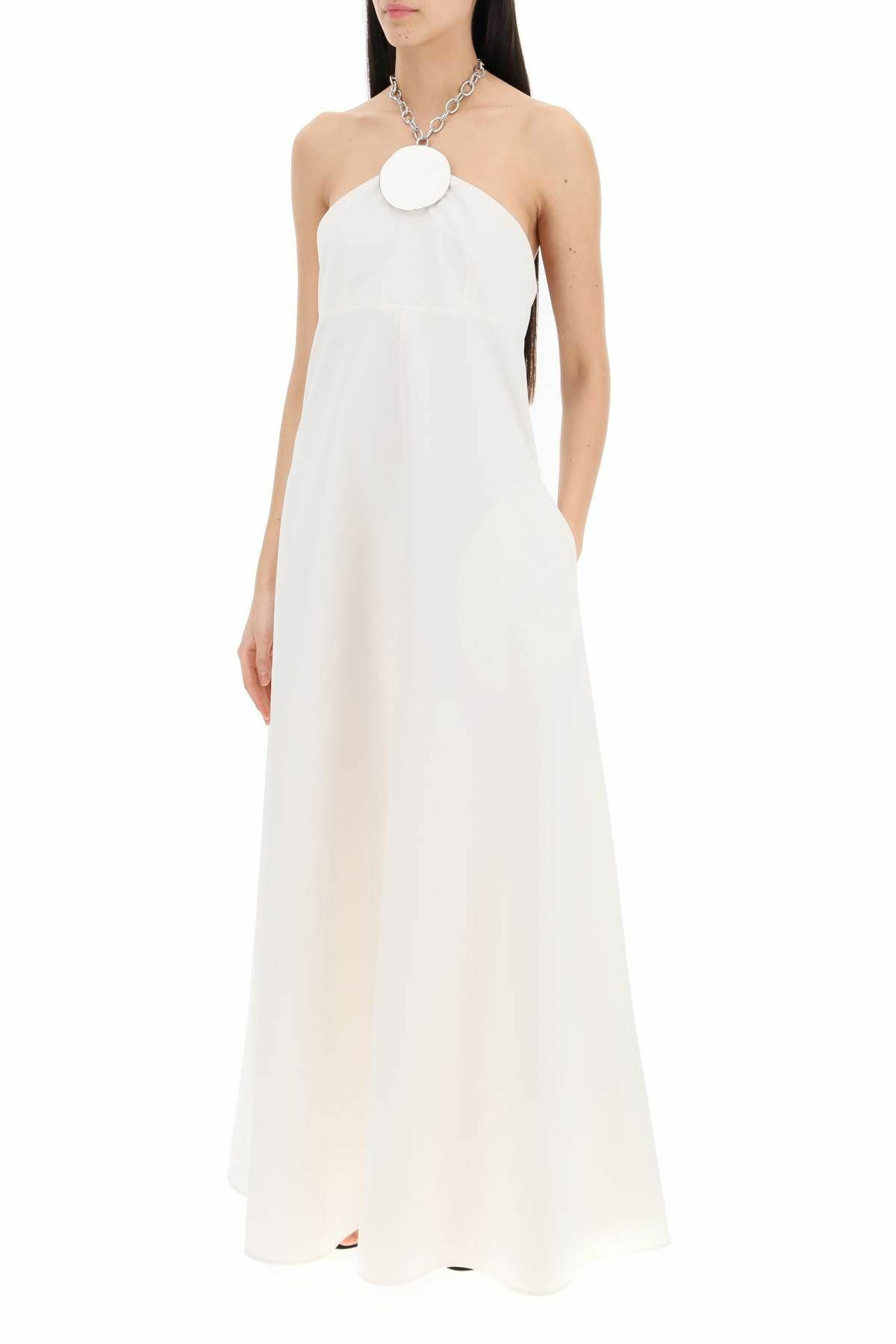 JIL SANDER long dress with necklace White Jil Sander