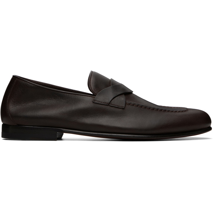 Photo: TOM FORD Brown Gigi Twisted Band Loafers